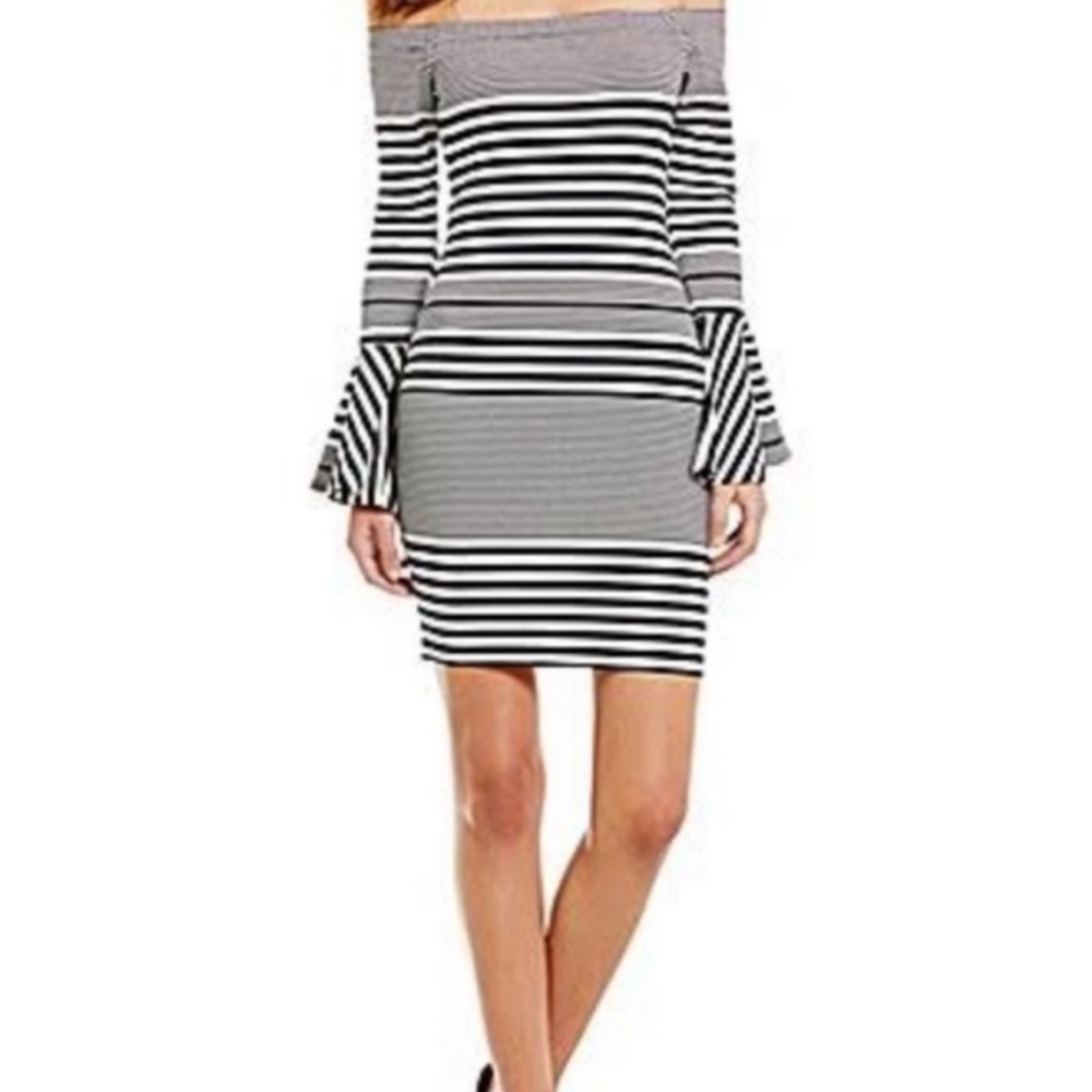 Sugar+Lips Striped Off-Shoulder Dress. Size XL